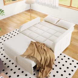 Matteo Multifunctional Folding Sofa Bed - Compact Daybed For Small Spaces, Off White - thumbnail 2