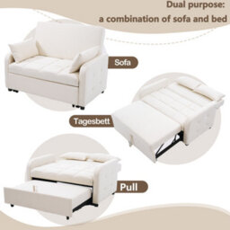Matteo Multifunctional Folding Sofa Bed - Compact Daybed For Small Spaces, Off White - thumbnail 7