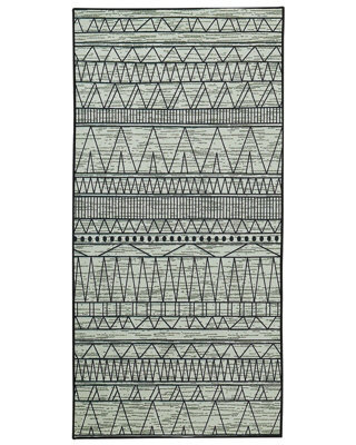 Beliani Geometric Rug 80 X 150 Cm - Black And Grey Polyester Low Pile - image 1