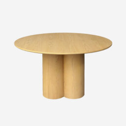 Sweeek - 4-Seater Round Dining Table Rubberwood And Oak Veneer Leonore Natural 130X130X73 Cm - thumbnail 2