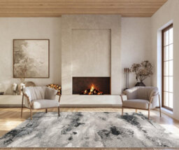 Elysium Modern Abstract Action Living Room Area Rug Metallic Sheen- Mist Grey 120Cm X 170Cm - thumbnail 1
