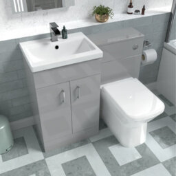 Nes Home Grey Vanity Basin Cabinet, Wc Unit & Rimless Back To Wall Toilet - thumbnail 5