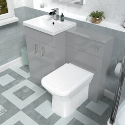 Nes Home Grey Vanity Basin Cabinet, Wc Unit & Rimless Back To Wall Toilet - thumbnail 4