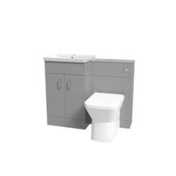 Nes Home Grey Vanity Basin Cabinet, Wc Unit & Rimless Back To Wall Toilet - thumbnail 6