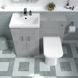 Nes Home Grey Vanity Basin Cabinet, Wc Unit & Rimless Back To Wall Toilet - thumbnail 3