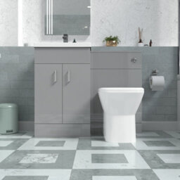 Nes Home Grey Vanity Basin Cabinet, Wc Unit & Rimless Back To Wall Toilet - thumbnail 2