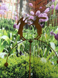 Poppy Forge Boxing Hares Wind Rocker Double Bare Metal/ready To Rust - Steel - W54 X H148.5 Cm - thumbnail 5