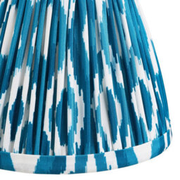 Luminosa Lighting Luminosa Trobridge Rechargeable Brushed Aged Brass Plate Table Lamp With Marlin Blue Fabric Ikat Shade 16Cm Integrated Led - thumbnail 6