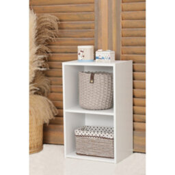 Home Treats 2 Tier Cube Bookshelf Storage Organiser White Wooden Shelving Display Open Bookcase For Home Living Room Office Bedro