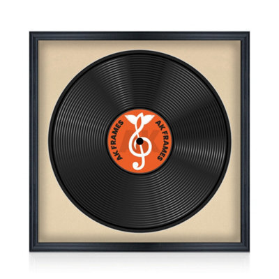 "16X16"" Black Classic Vinyl Record Frame With Ivory Mount For 12 Inch Lp Disc - Ak Frames" - image 1