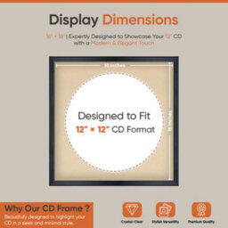 "16X16"" Black Classic Vinyl Record Frame With Ivory Mount For 12 Inch Lp Disc - Ak Frames" - thumbnail 2