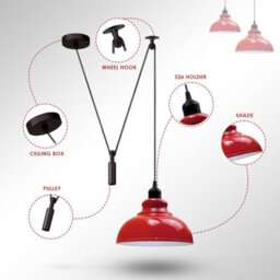 Classic Rustic Pendant Light Mini Red Ceiling Light For Kitchen And Dining Room - thumbnail 5