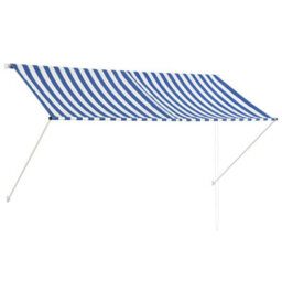 Walplus Retractable Awning Garden Sun Shade Canopy Gazebo For Back Door, Porch, Patio 250X150 Cm Blue And White - thumbnail 2