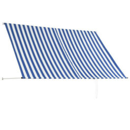 Walplus Retractable Awning Garden Sun Shade Canopy Gazebo For Back Door, Porch, Patio 250X150 Cm Blue And White - thumbnail 4
