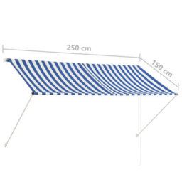 Walplus Retractable Awning Garden Sun Shade Canopy Gazebo For Back Door, Porch, Patio 250X150 Cm Blue And White - thumbnail 8