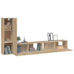 Berkfield 3 Piece Tv Cabinet Set Sonoma Oak Engineered Wood - thumbnail 4