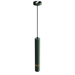 Milagro Joker Contemporary Pendant Lamp 1Xgu10 Hand Made Cylindrical Style Light Finished In Green With Striking Gold Detail - thumbnail 3