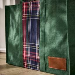 Dibor Tartan Plaid Garden Green Jute Bag - thumbnail 2