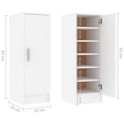 Vidaxl Shoe Cabinet White 32X35X92 Cm Engineered Wood - thumbnail 3