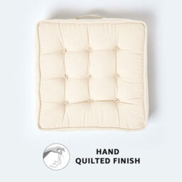Homescapes Cream Cotton Armchair Booster Cushion - thumbnail 3