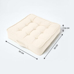 Homescapes Cream Cotton Armchair Booster Cushion - thumbnail 5