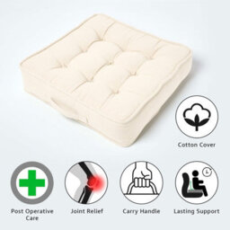 Homescapes Cream Cotton Armchair Booster Cushion - thumbnail 2