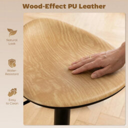 Set Of 2 Breakfast Barstools, Pu Leather Swivel Bar Stools, Oak - thumbnail 5