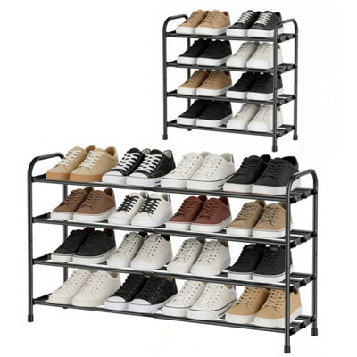 4-Tier Expandable Black Metal Shoe Rack - image 1