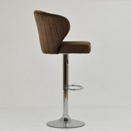 Lakeland Furniture Asham Mocha Brown Velvet Chrome Gas Lift Base Bar Stool - thumbnail 5