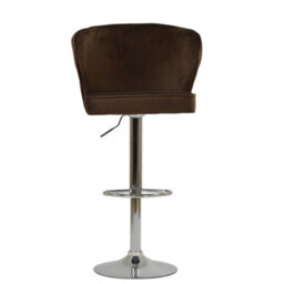 Lakeland Furniture Asham Mocha Brown Velvet Chrome Gas Lift Base Bar Stool