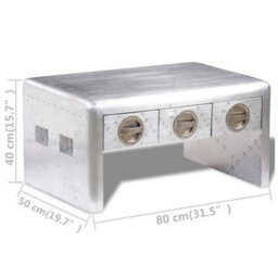 Berkfield Durable Aviator Coffee Table 3 Drawers Vintage Aircraft Airman Style - thumbnail 5