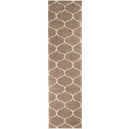 The Rugs Moroccan Shaggy Rugs And Runners Soft Fluffy Trellis Design High Pile Beige And Ivory  Living Room Kitchen Hallway 620 - thumbnail 1