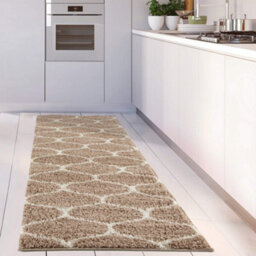 The Rugs Moroccan Shaggy Rugs And Runners Soft Fluffy Trellis Design High Pile Beige And Ivory  Living Room Kitchen Hallway 620 - thumbnail 5