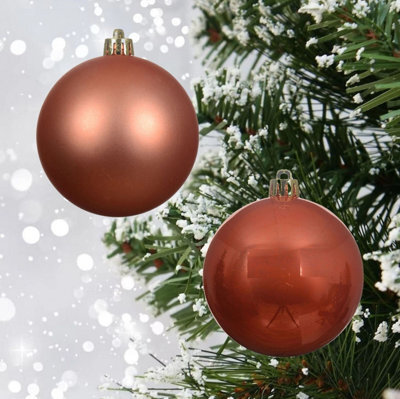 Decoris 12 Spiced Pumpkin Orange Baubles Christmas Tree Decorations Tree Ornaments 6Cm - image 1