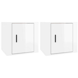 Berkfield Elegant Bedside Cabinets 2 Pcs High Gloss White 50X39X47 Cm - thumbnail 1