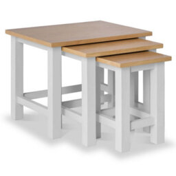 Farro Grey Nest Of 3 Tables - Painted With Oak Top - Fully Assembled By Roseland Furniture - thumbnail 2