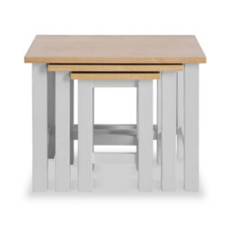 Farro Grey Nest Of 3 Tables - Painted With Oak Top - Fully Assembled By Roseland Furniture - thumbnail 3