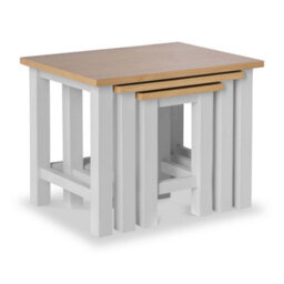 Farro Grey Nest Of 3 Tables - Painted With Oak Top - Fully Assembled By Roseland Furniture
