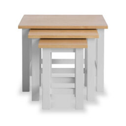 Farro Grey Nest Of 3 Tables - Painted With Oak Top - Fully Assembled By Roseland Furniture - thumbnail 4