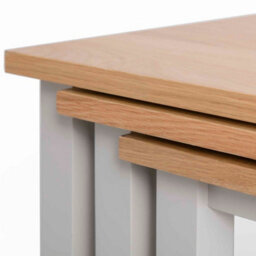 Farro Grey Nest Of 3 Tables - Painted With Oak Top - Fully Assembled By Roseland Furniture - thumbnail 5