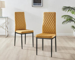 Furniturebox Uk Koko Oak Effect Round Dining Table & 4 Mustard Velvet Milan Black Leg Chairs - thumbnail 8