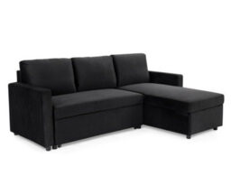Home Detail Dorset 3 Seater Pull-Out Reversible Chaise Sofa Bed, Black Velvet - thumbnail 2