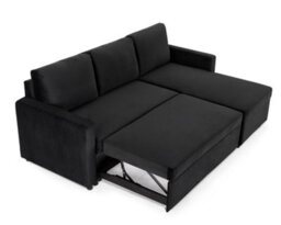 Home Detail Dorset 3 Seater Pull-Out Reversible Chaise Sofa Bed, Black Velvet - thumbnail 6