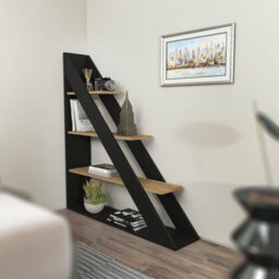 Decorotika Pisagor Corner Bookcase Shelving Unit Black & Oak