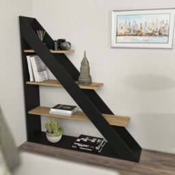 Decorotika Pisagor Corner Bookcase Shelving Unit Black & Oak - thumbnail 2