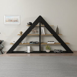 Decorotika Pisagor Corner Bookcase Shelving Unit Black & Oak - thumbnail 4