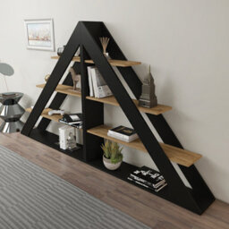 Decorotika Pisagor Corner Bookcase Shelving Unit Black & Oak - thumbnail 5