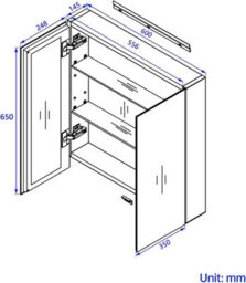 Emke Bathroom Vanity Mirror Cabinet With Storage, Double Door Wall Mounted Cabinet, 60W X 65H X 14.5D Cm White - thumbnail 5