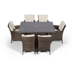 That's Furniture Savannah Rectangular 6 Seater Rattan Patio Dining Set - Brown - thumbnail 5