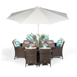 That's Furniture Savannah Rectangular 6 Seater Rattan Patio Dining Set - Brown